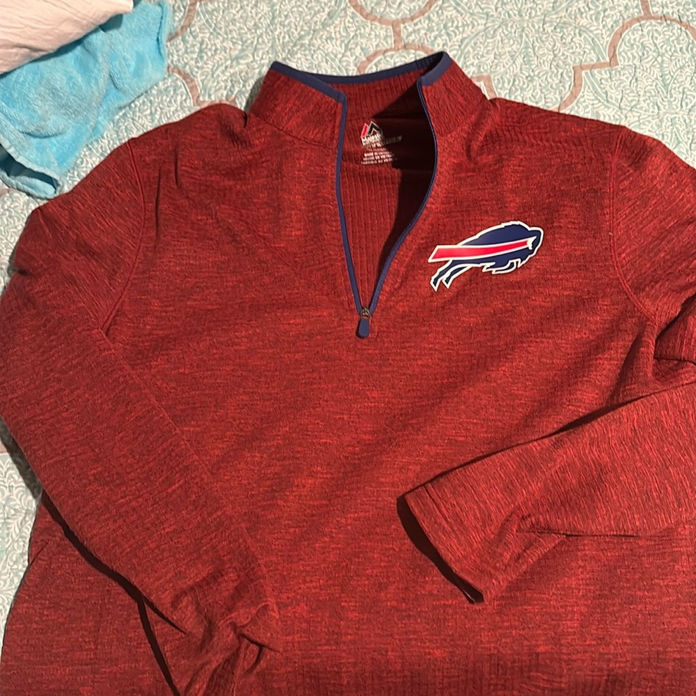 red Buffalo Bills quarter zip majestic